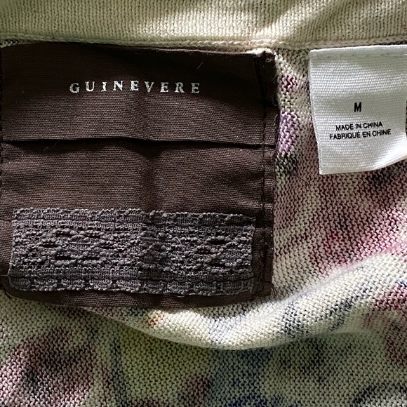 Anthropologie Guinevere waterfall cardigan sweater Sz M cream purple floral - Picture 4 of 10